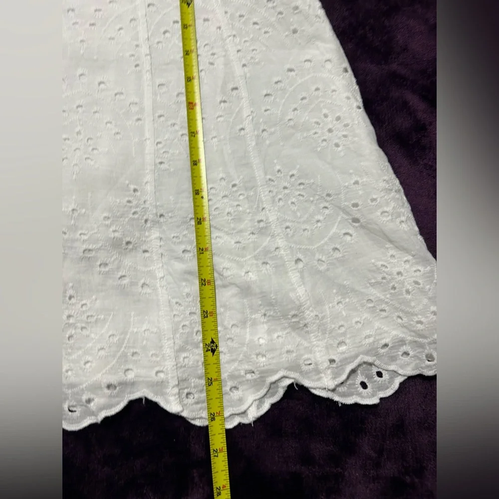 Summer  Lulus Cutie White Eyelet Embroidered Sleeveless Mini Dress 100% Cotton - Picture 6 of 9